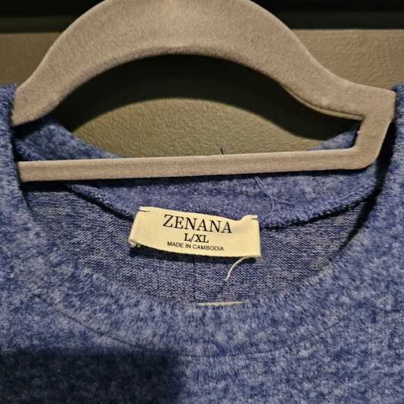 Zenana Outfitters Heather Blue Crewneck Sweater - Picture 2 of 2